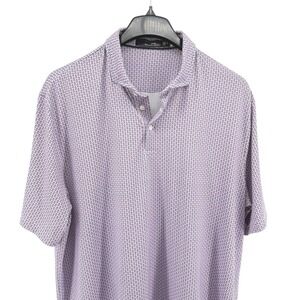 RLX Ralph Lauren Mens XL Pre-Owned White/Purple Print Golf Polo Shirt "Logo"